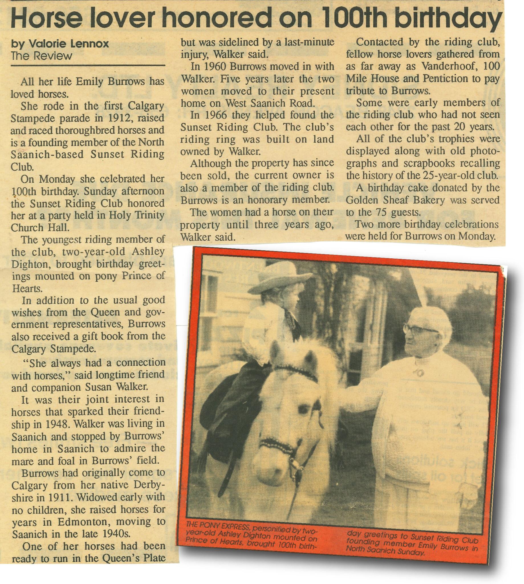 Newspaper clipping of a man's 100th birthday